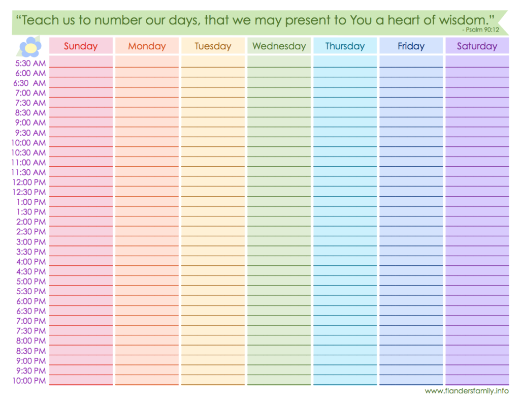 Free Printable Weekly Schedule - FreePrintableTM.com | FreePrintableTM.com