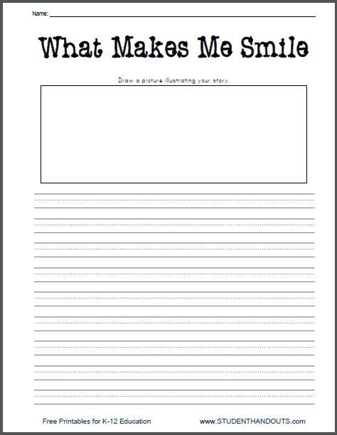 What Makes Me Smile Free Printable K 2 Writing Prompt 