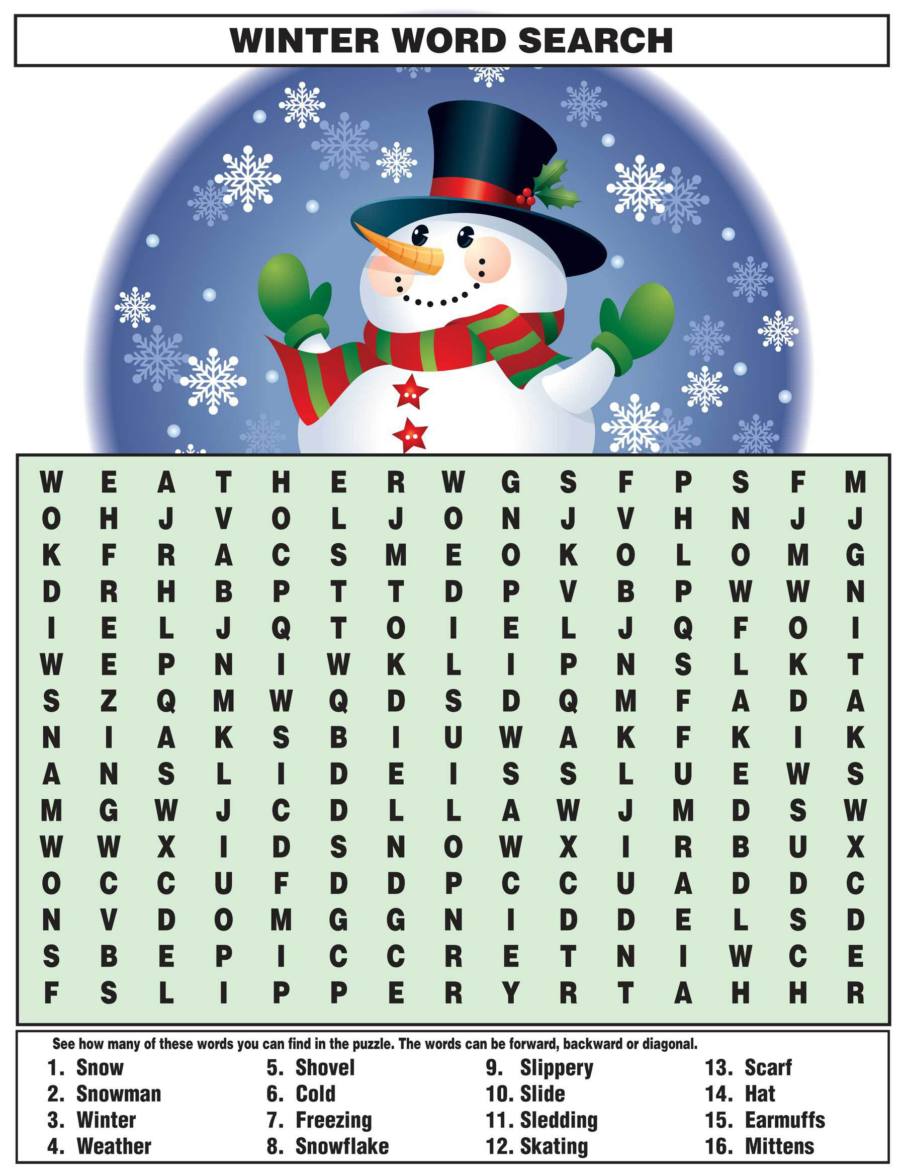 Winter Word Search Best Coloring Pages For Kids