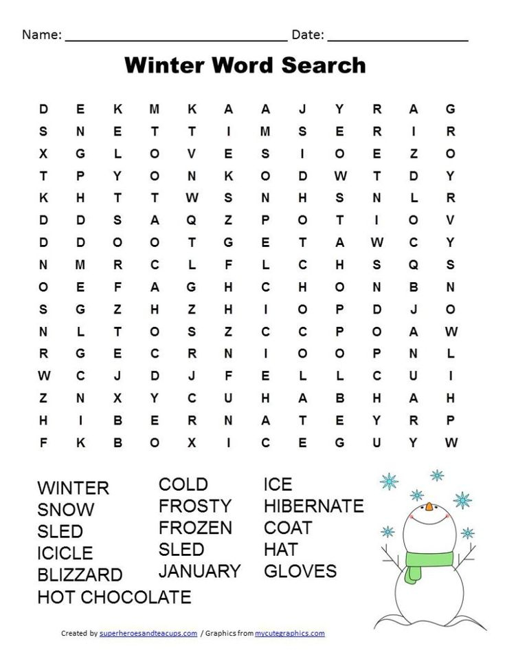 Winter Word Search Free Printable Winter Words Word 