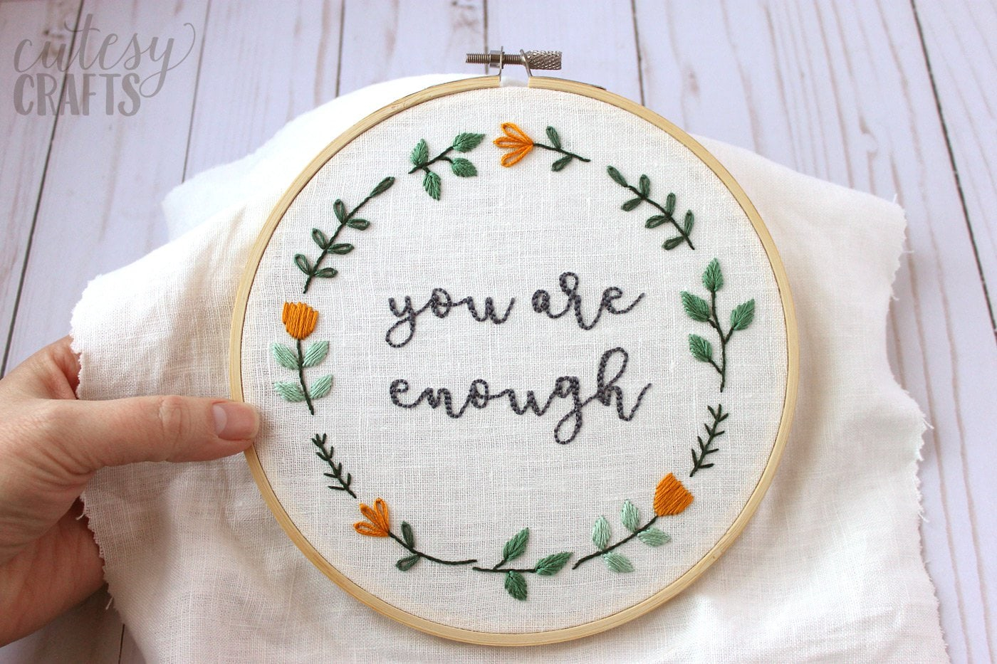 You Are Enough Free Hand Embroidery Pattern The Polka 