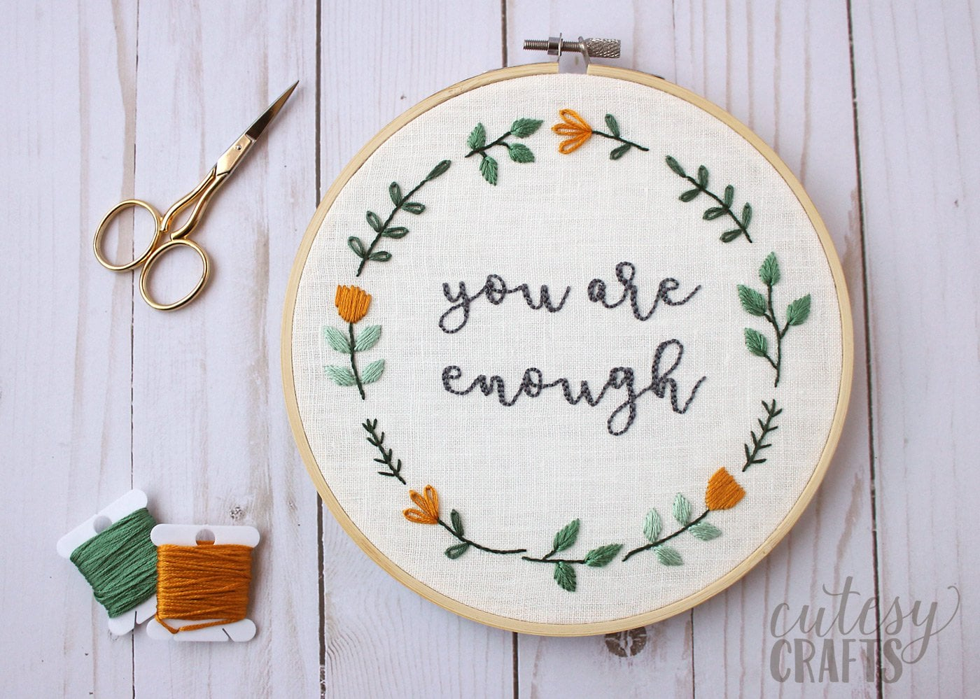 You Are Enough Free Hand Embroidery Pattern The Polka 