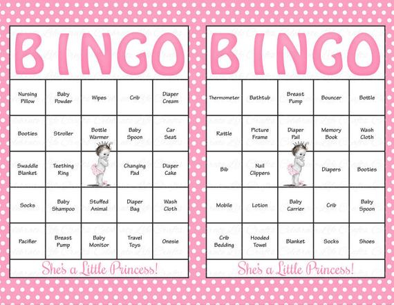 100 Baby Shower Bingo Cards Printable Party Baby Girl