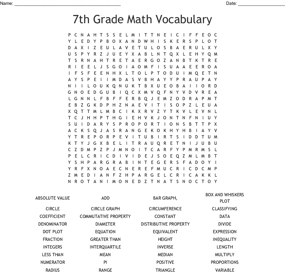 Printable Word Search 7th Grade FreePrintableTM