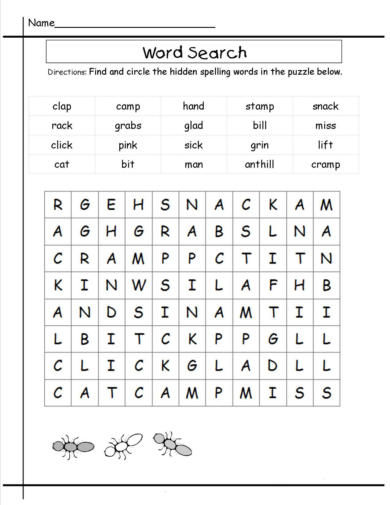 Printable Word Search Grade 3 FreePrintableTM