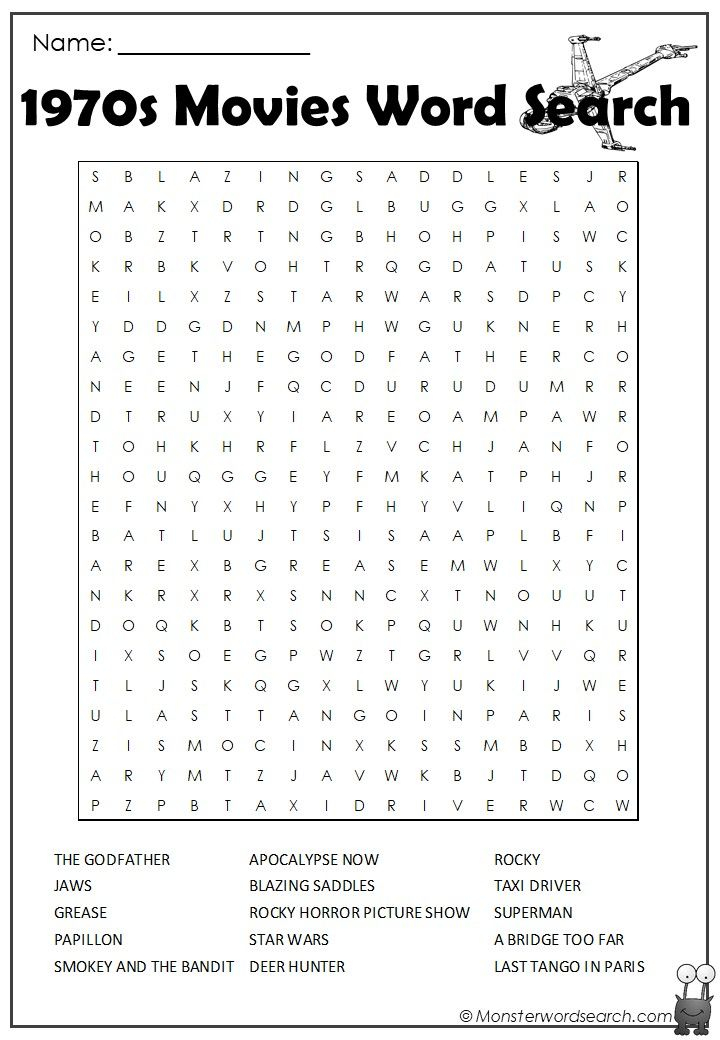 Printable Word Searches Movies FreePrintableTM