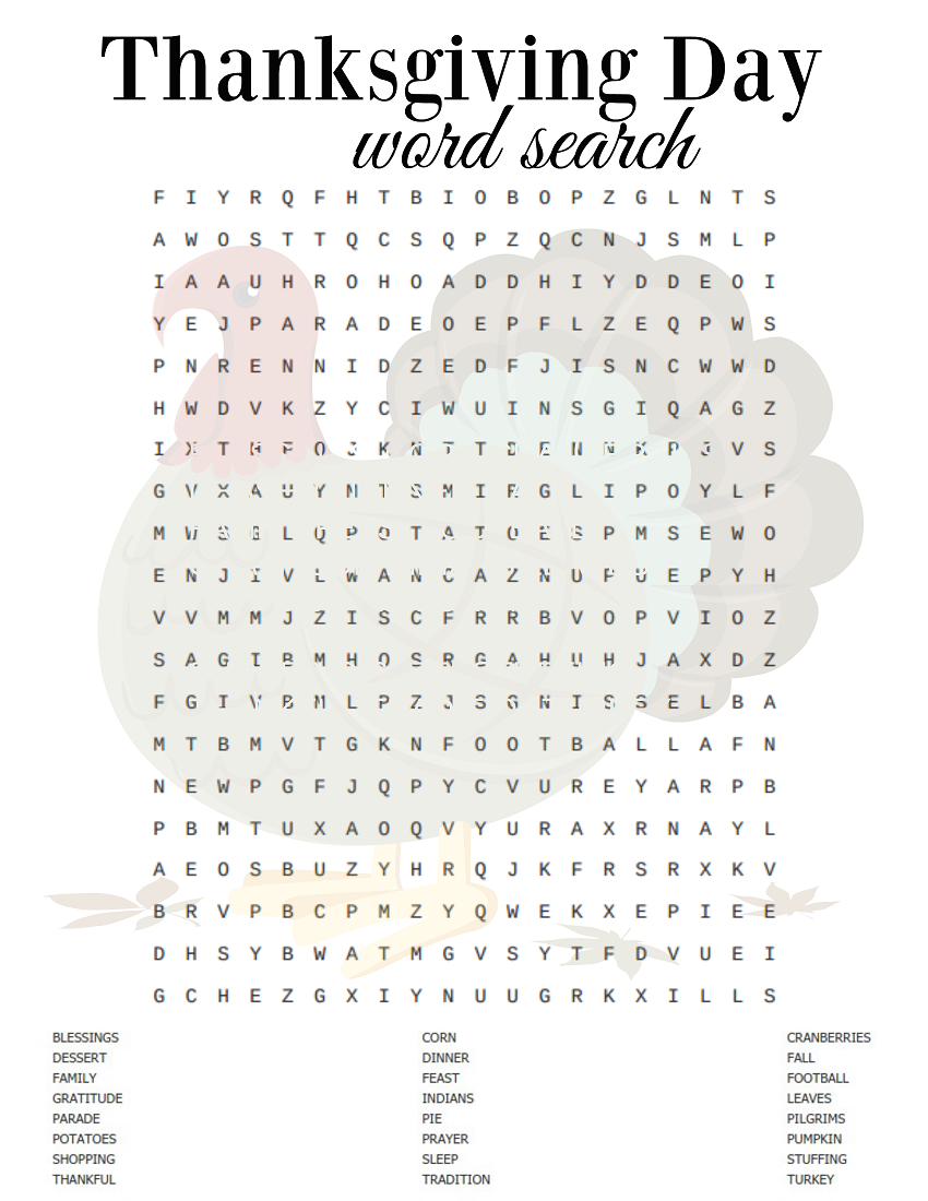 20 Thanksgiving Word Searches KittyBabyLove