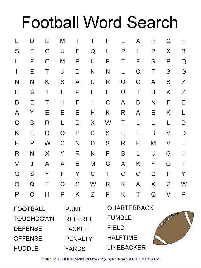 Football Word Search Printable | FreePrintableTM.com