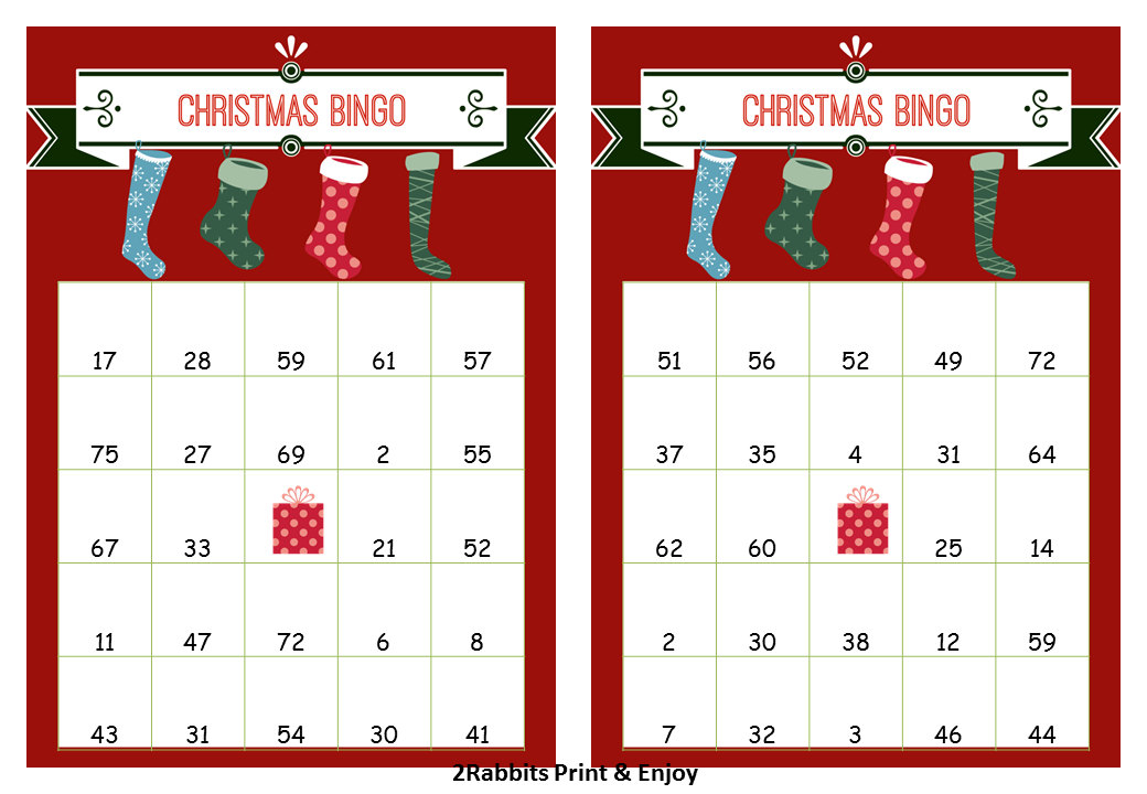 40 Printable Christmas Bingo Cards Prefilled By 