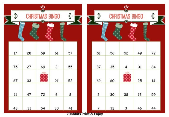 40 Printable Christmas Bingo Cards Prefilled With Numbers 