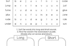 5th Grade Phonics Worksheets Long And Short Vowel Word