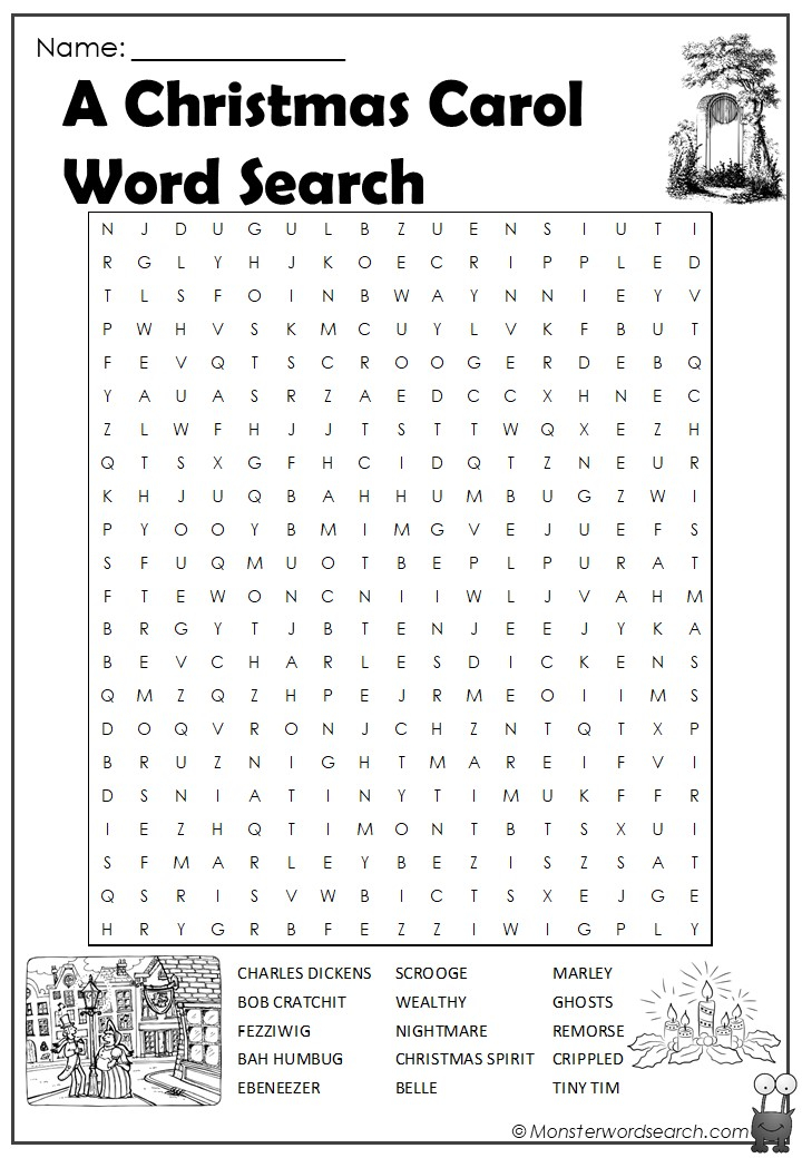 A Christmas Carol Word Search Monster Word Search