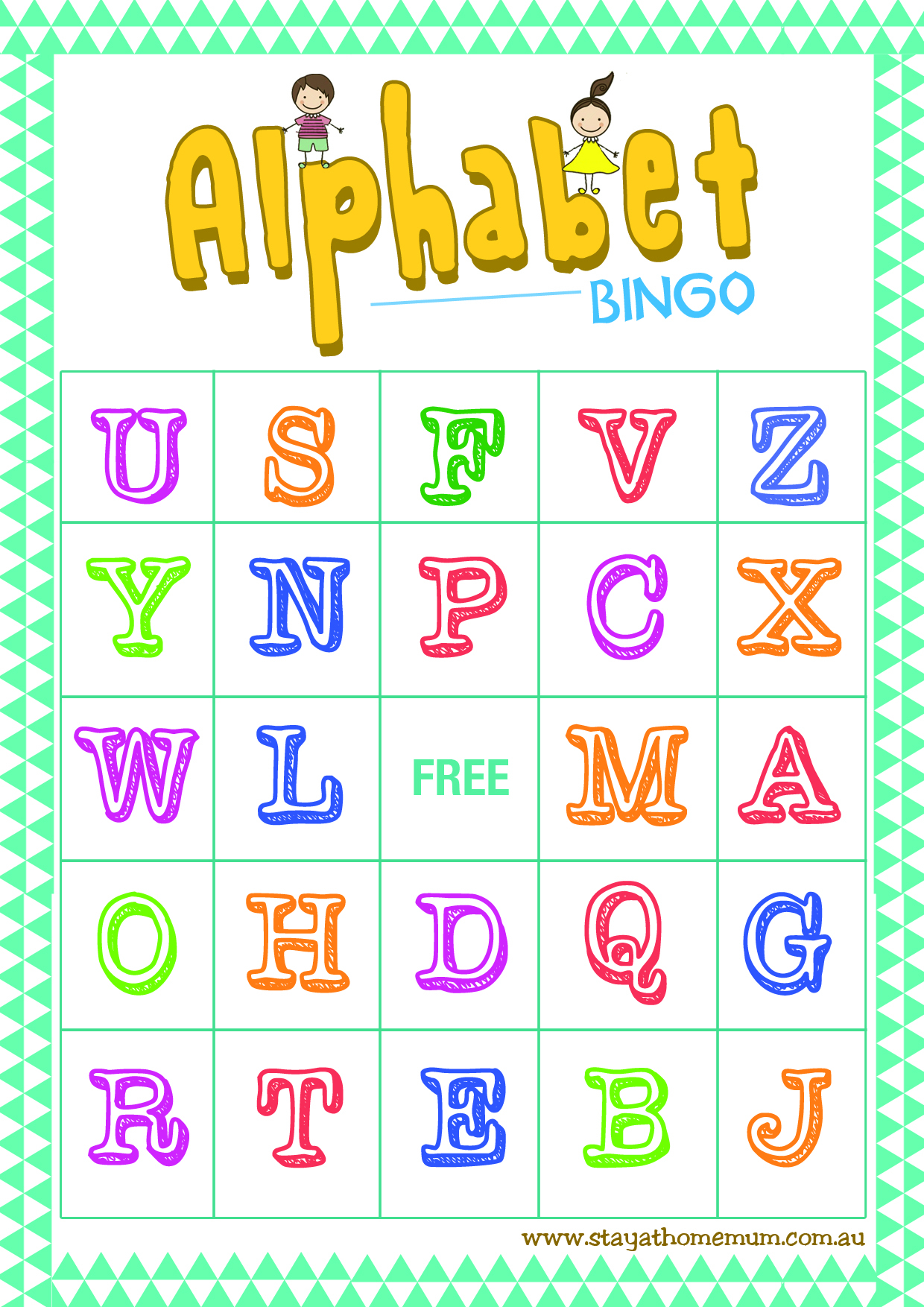 Alphabet Bingo Free Printable Stay At Home Mum