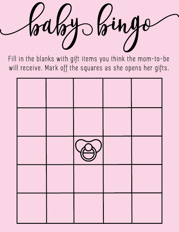 Baby Shower Bingo Printable Baby Shower Bingo Pdf Baby 