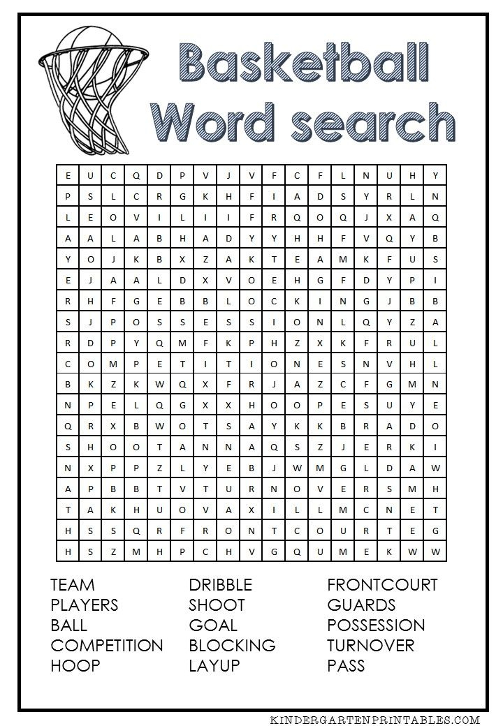 Basketball Word Search Free Printable With Images 