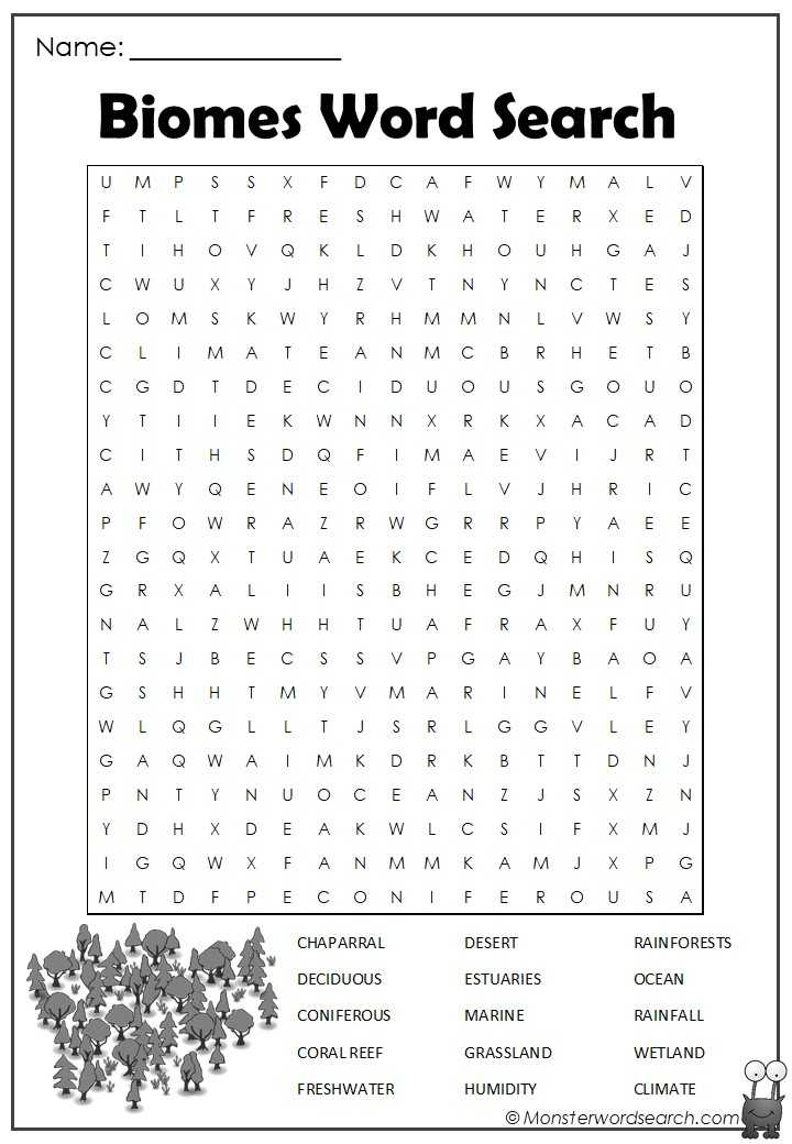 Biomes Word Search Monster Word Search