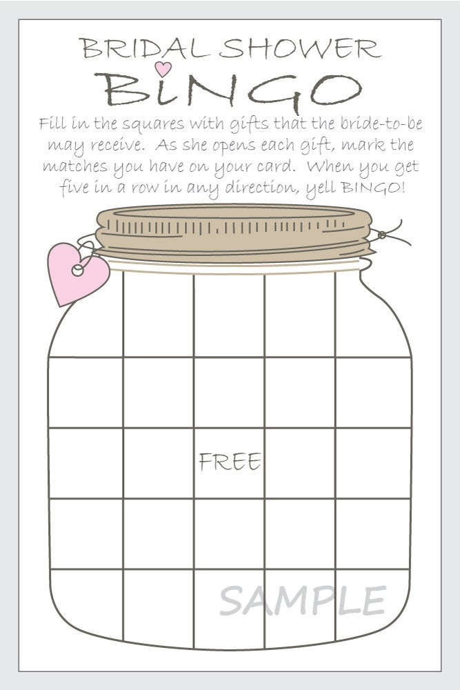 Bridal Shower Bingo Printable Cards Gift Bingo Rustic