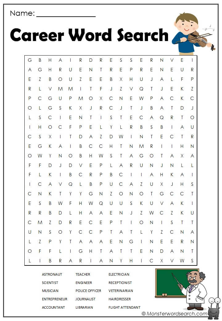 Career Word Search Monster Word Search