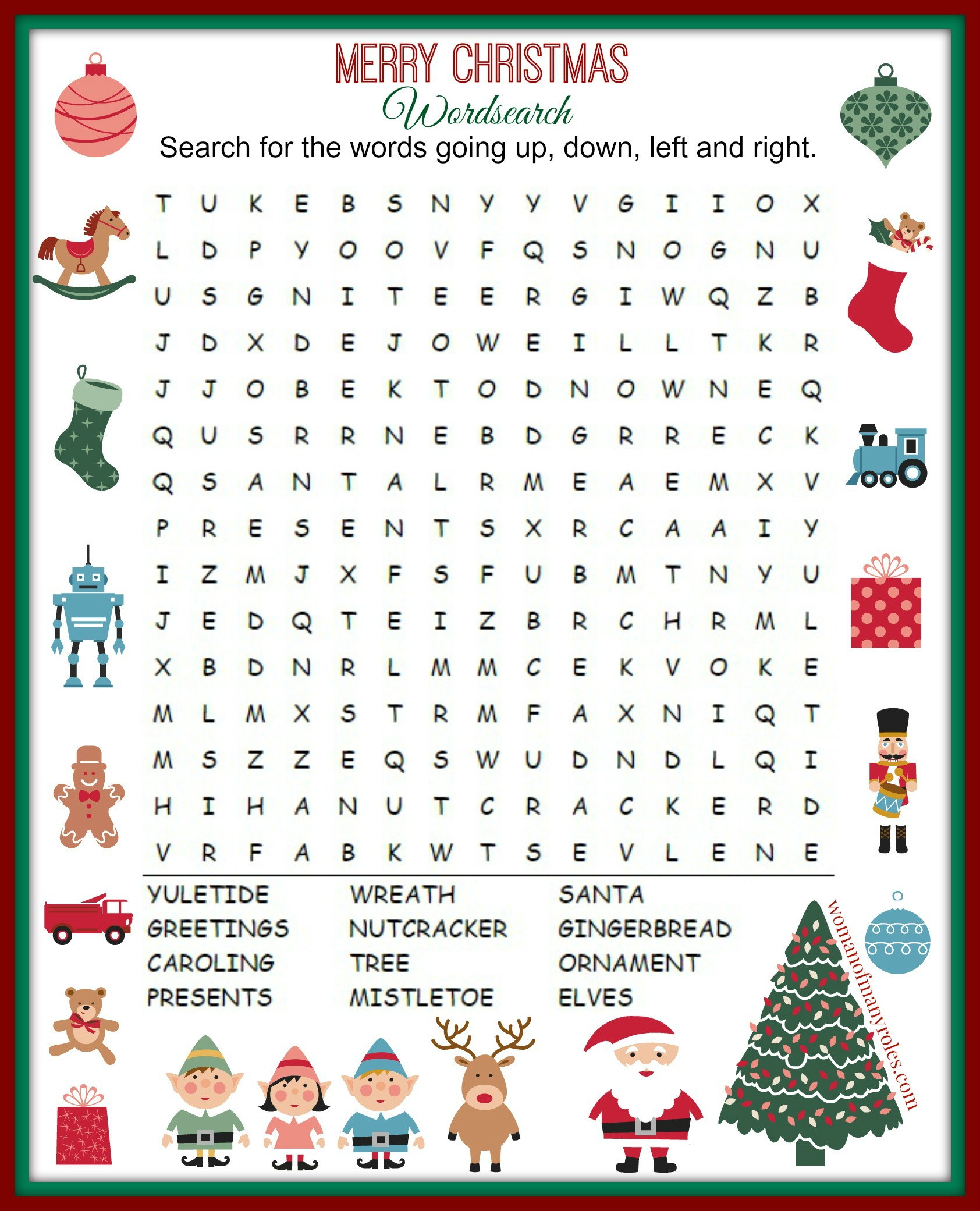 easy christmas word search puzzles printable