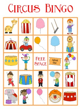 Circus Bingo FREEBIE By Kay Rose Teachers Pay Teachers