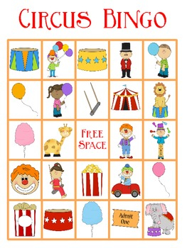 Circus Bingo FREEBIE By Kay Rose Teachers Pay Teachers