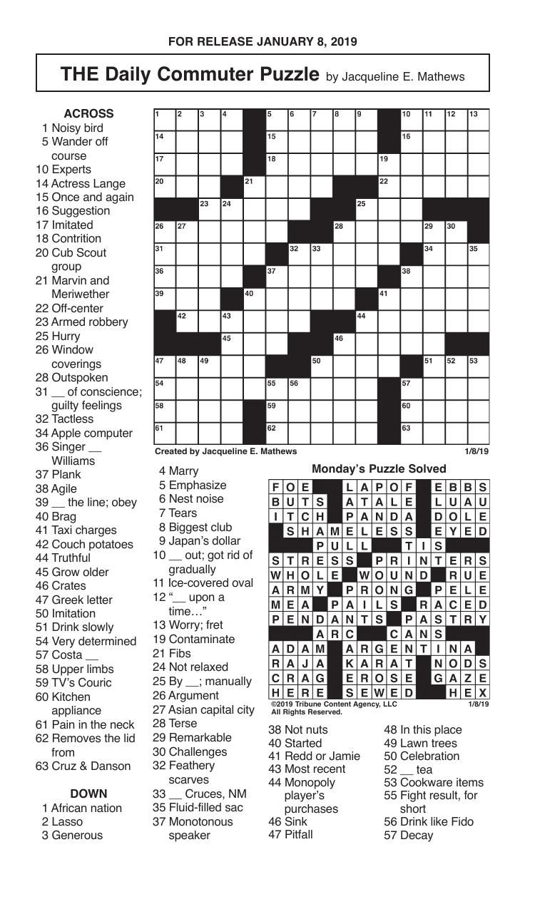 Crosswords January 8 2021 Crosswords Redandblack