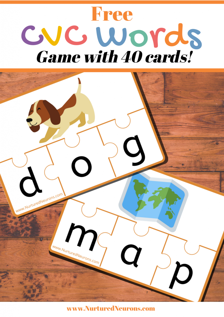 CVC Words With Pictures Free Printable Game Nurtured 