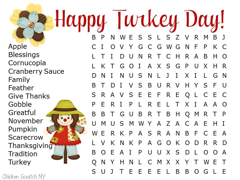 Easy And Hard Fall Thanksgiving Word Searches 