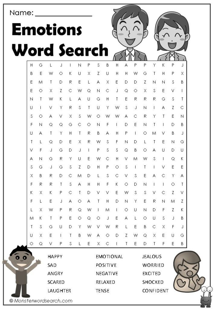 Printable Word Search Emotions FreePrintableTM