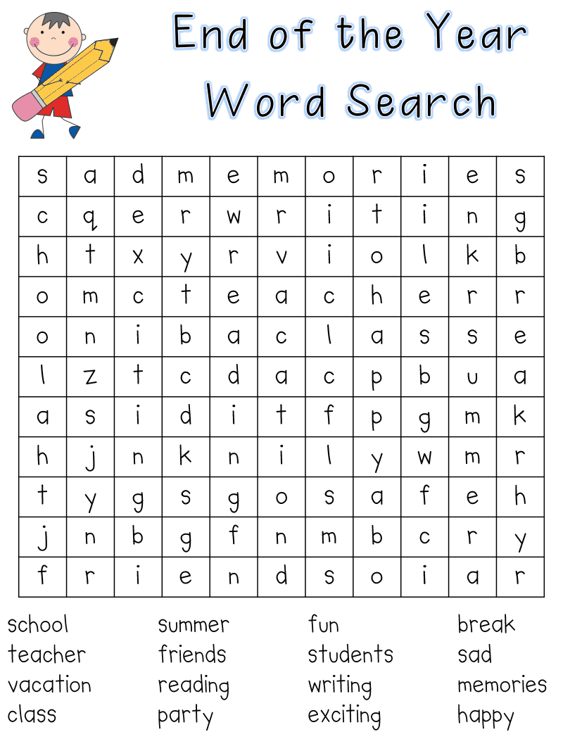 End Year Wordsearch pdf Google Drive End Of School 