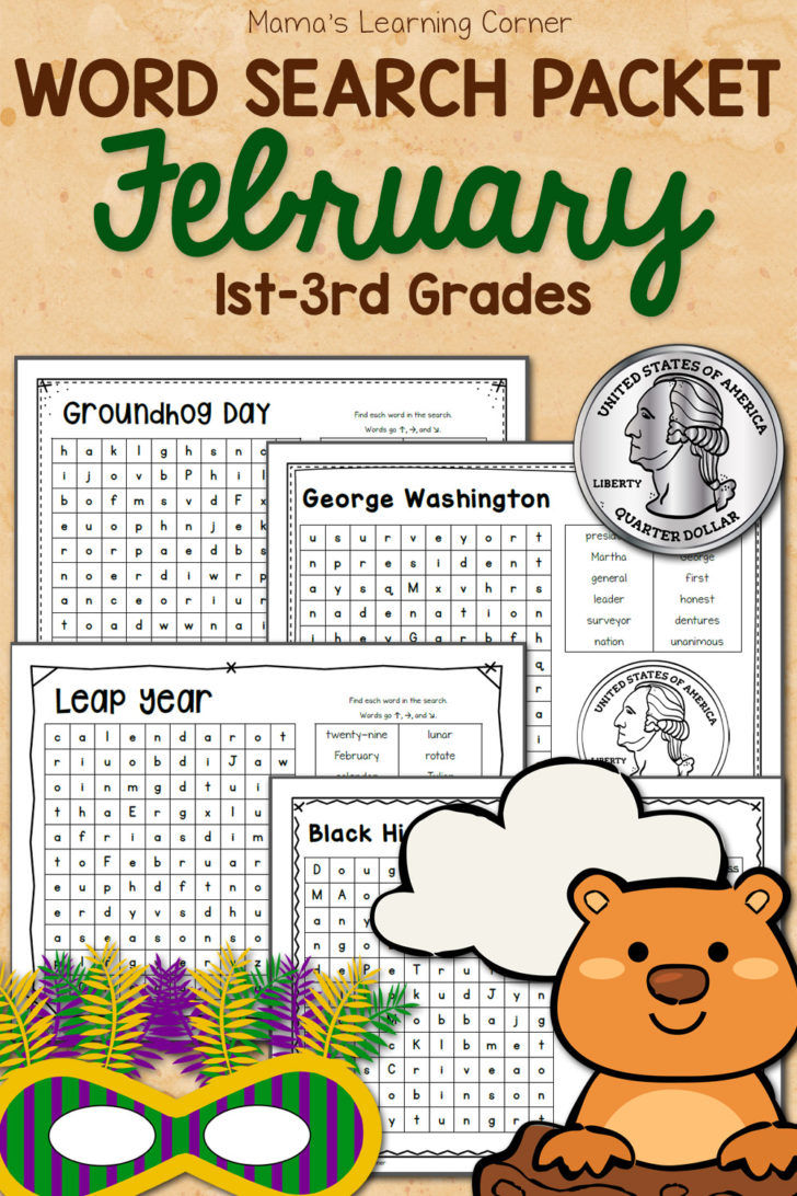 February Word Search Packet Mamas Learning Corner