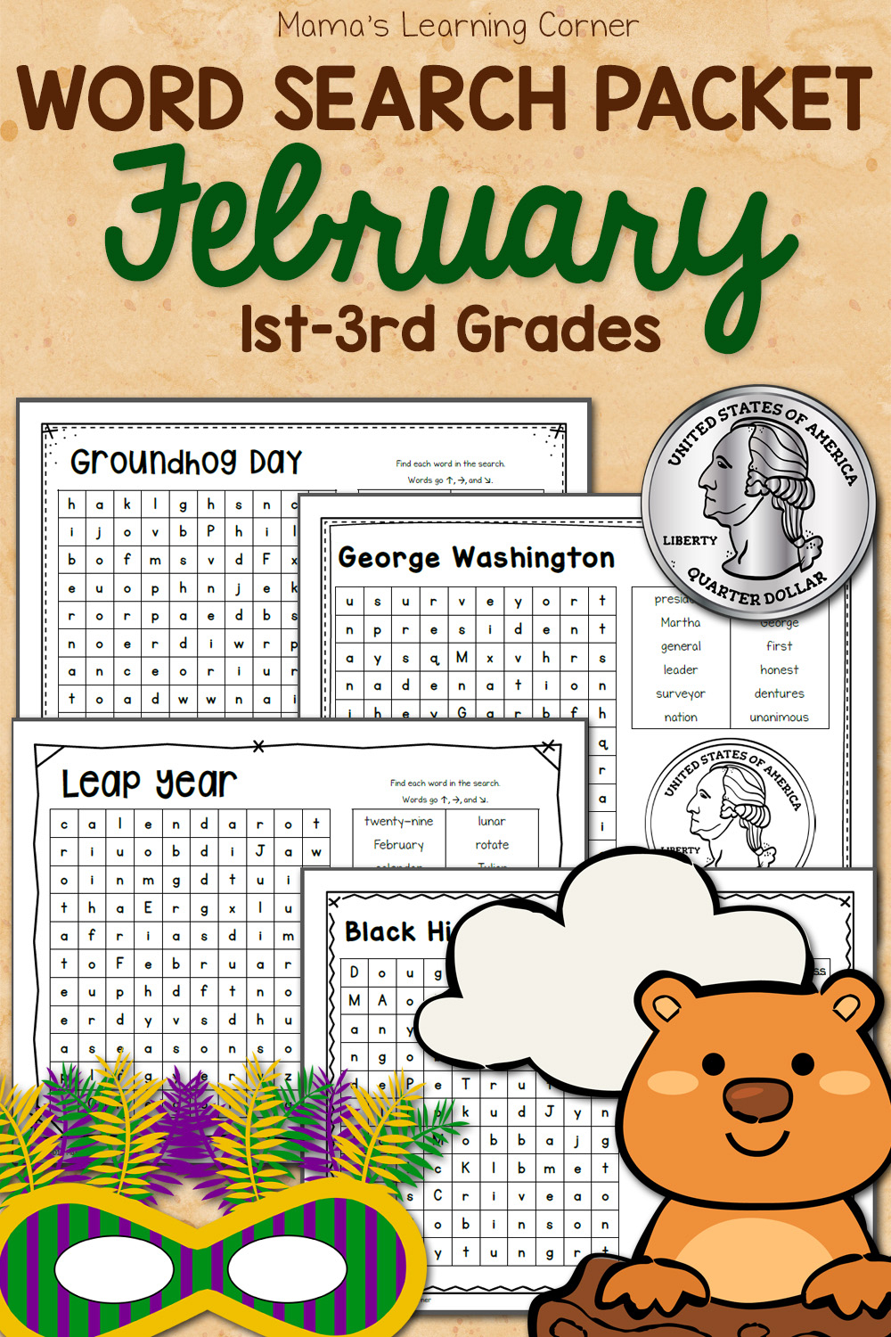 February Word Search Packet Mamas Learning Corner