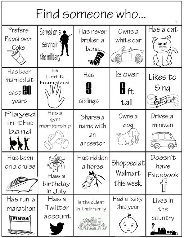 Find Someone Family Reunion Bingo Family Reunion Games 