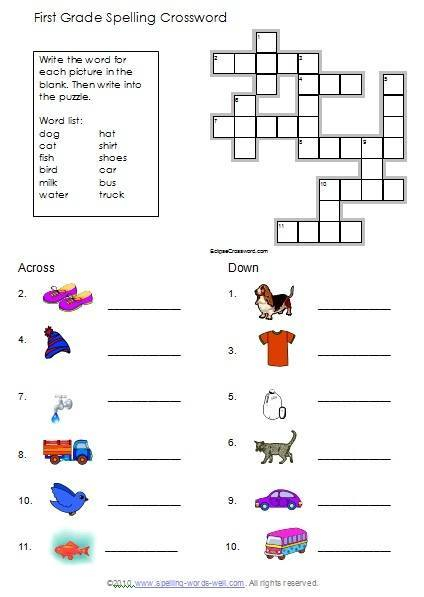 First Grade Spelling Puzzles Worksheets