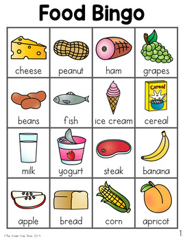 Food Bingo Game By The Kinder Kids Teachers Pay Teachers