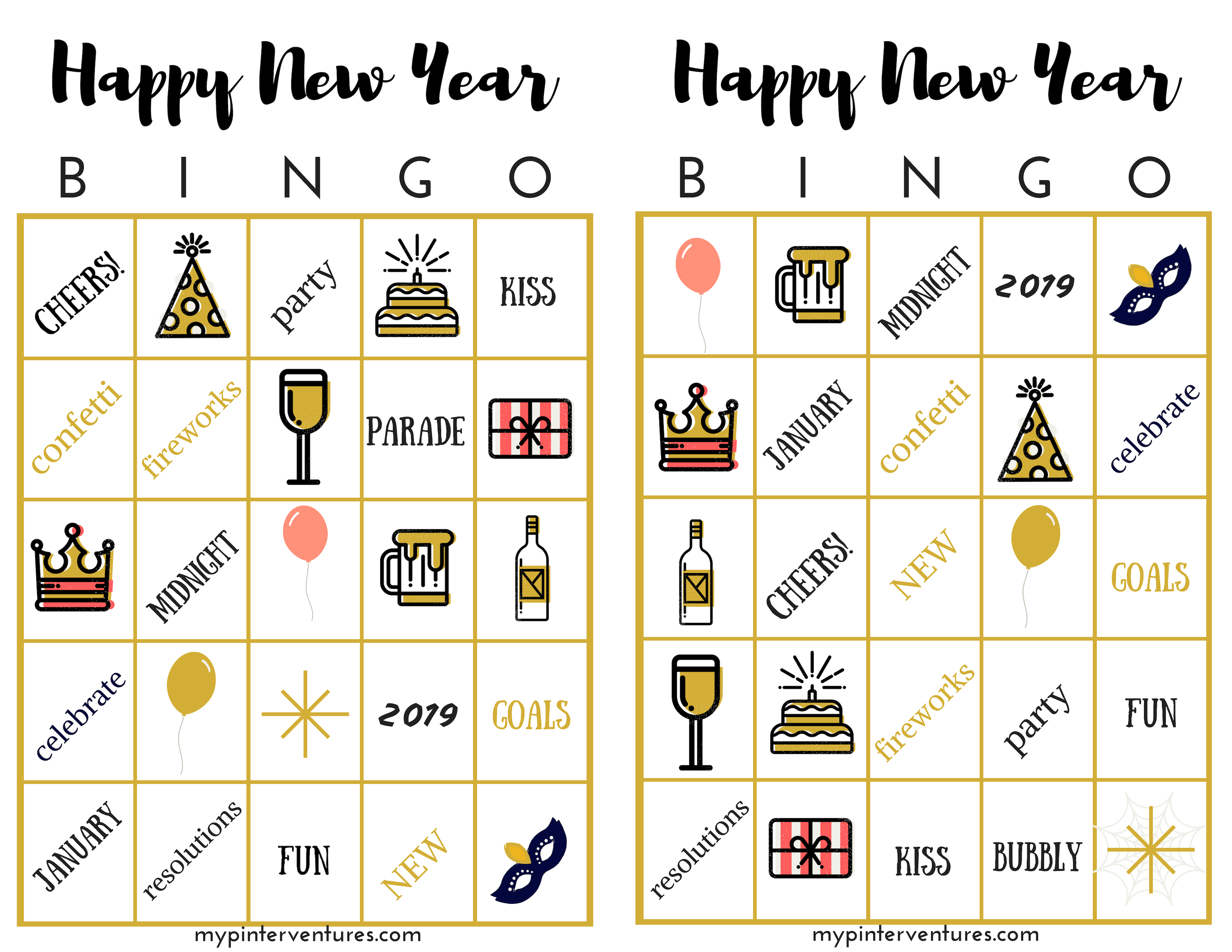 FREE New Year s BINGO Printable Game New Year s Party Game