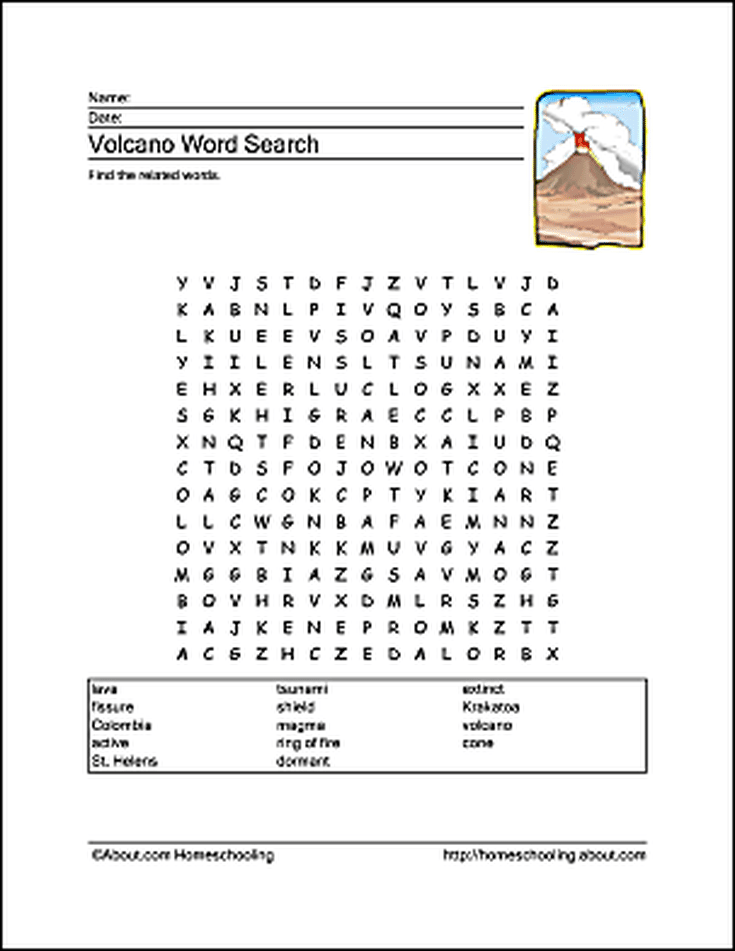 Free Print Outs To Teach Students About Volcanoes 