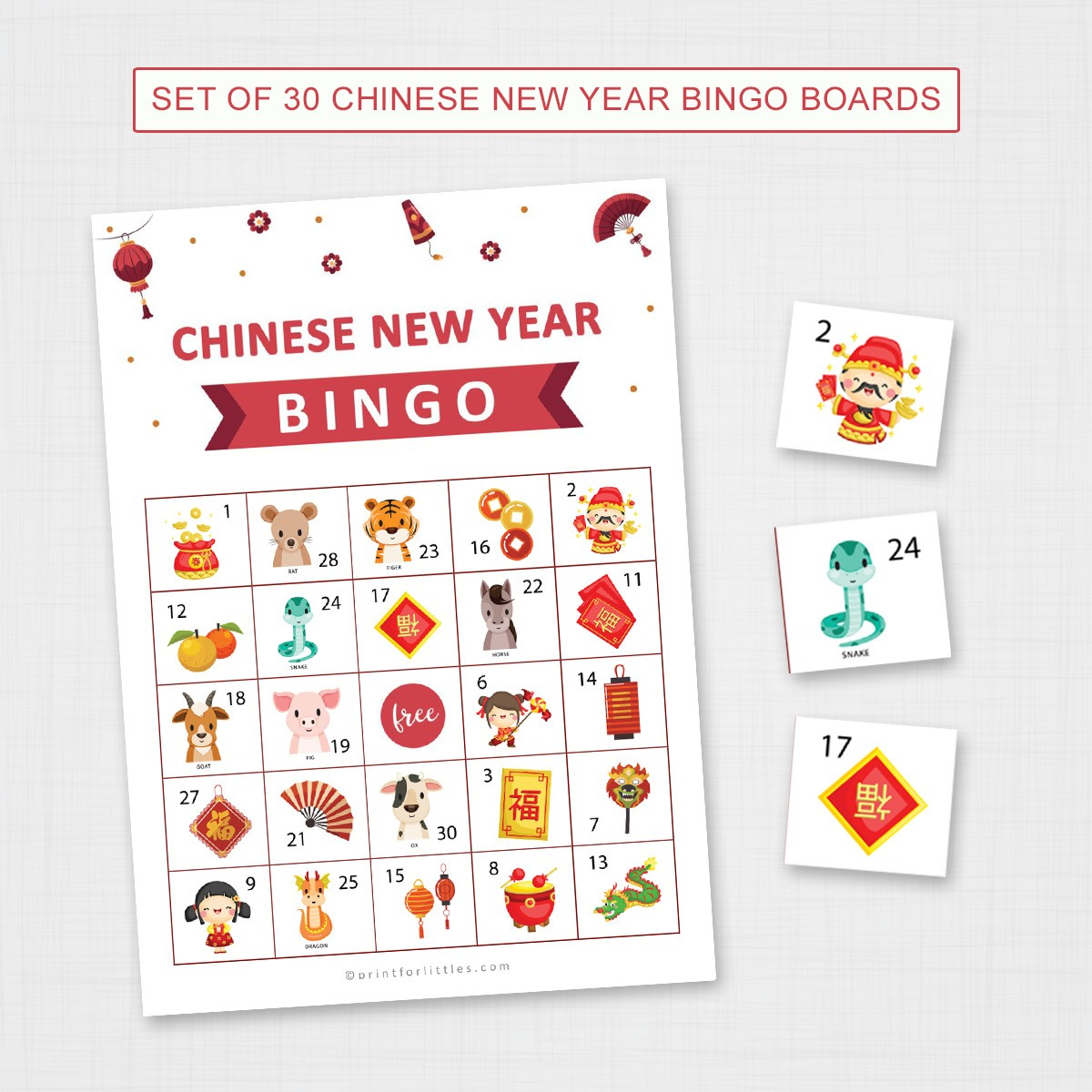 Free Printable Chinese New Years Eve Bingo Fun 