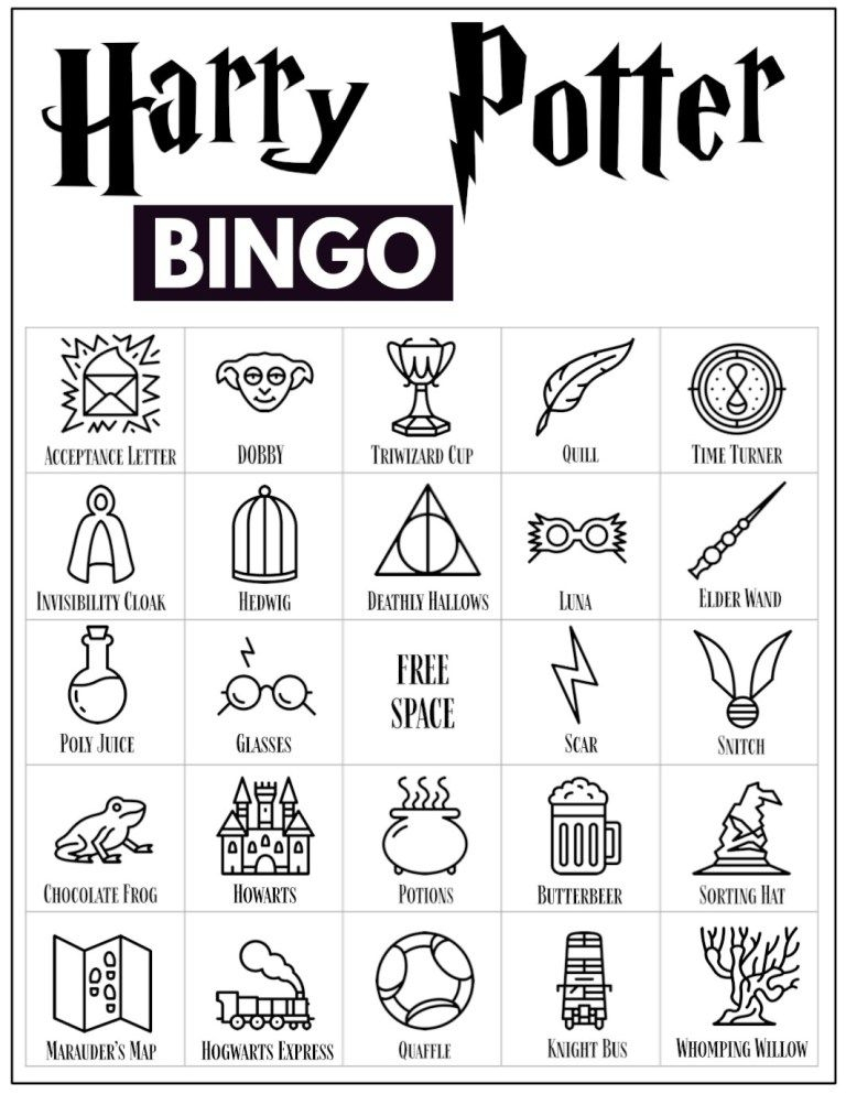 Free Printable Harry Potter Bingo Game Paper Trail 