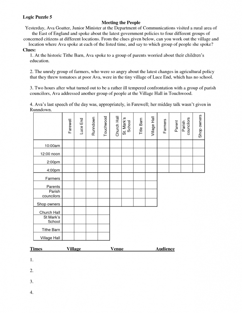 Free Printable Logic Puzzles