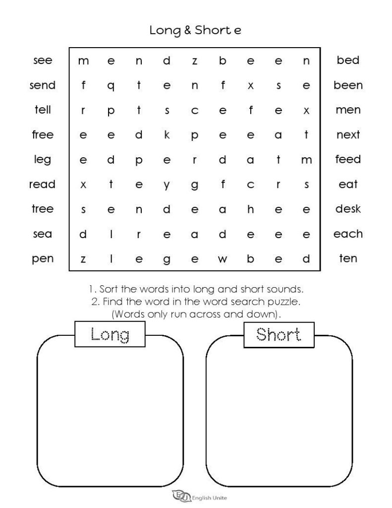 Short Vowel Word Search Printable FreePrintableTM