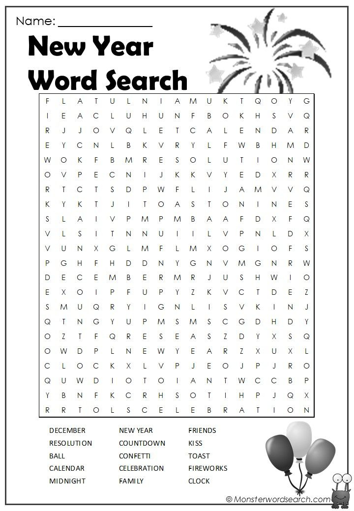 Free Printable New Year Word Search New Year Words Free 