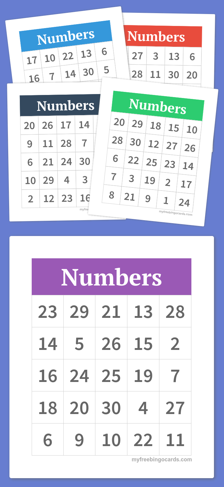 Free Printable Number Bingo Cards 1 30 Printable Bingo Cards