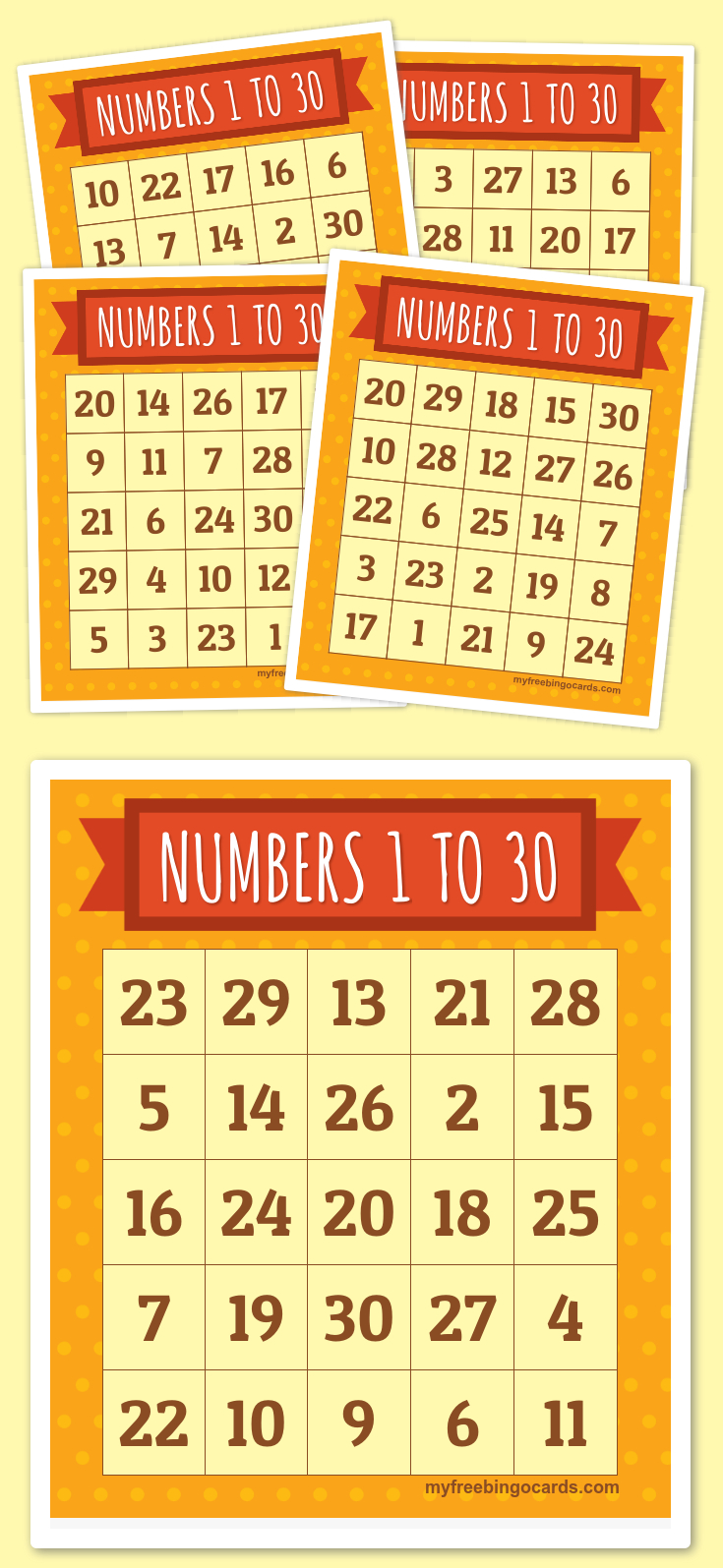 Free Printable Number Bingo Cards 1 30 Printable Bingo Cards