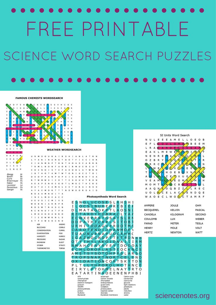 Printable Science Word Search FreePrintableTM