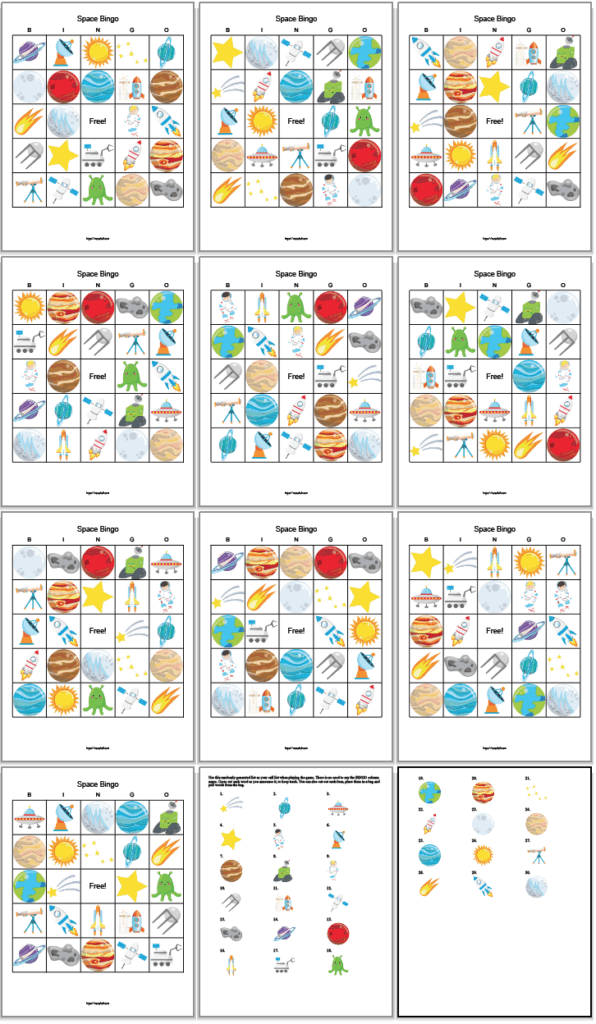 Free Printable Space Bingo for Out Of This World Fun In 