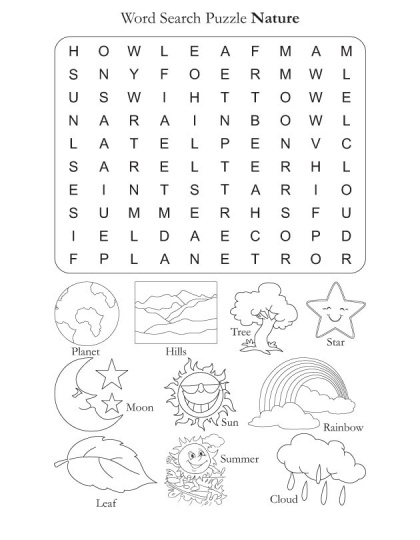 FREE Word Search Puzzle Nature Kids Word Search Word 