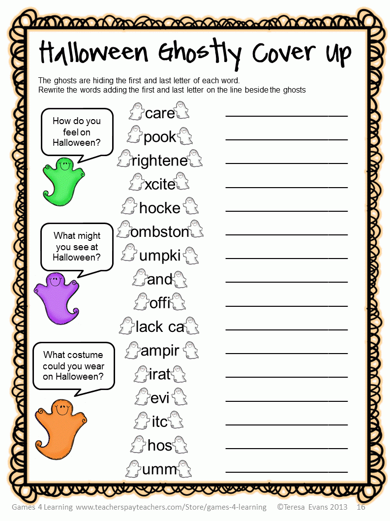 Fun Games 4 Learning Halloween Literacy Freebies