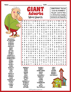 GIANT Adverbs Word Search By Puzzles To Print Teachers 