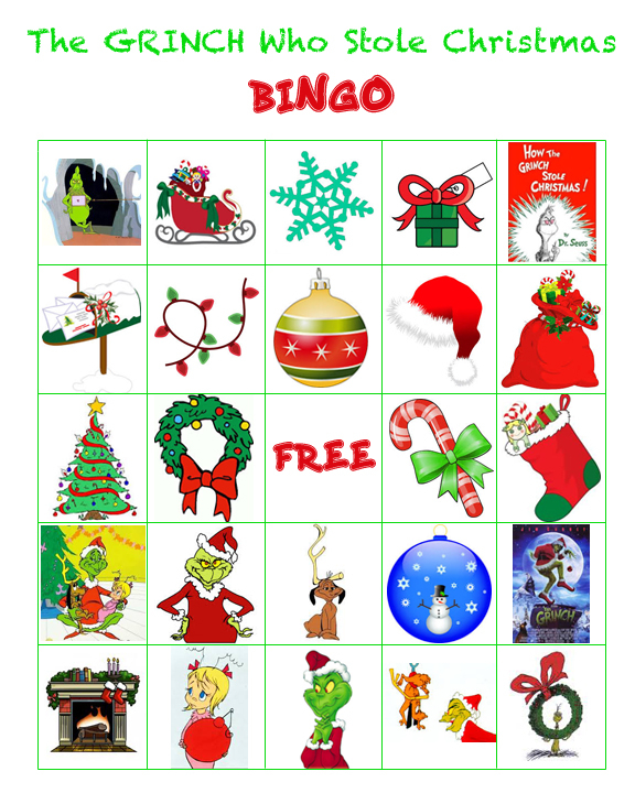 Grinch Bingo Cards Printable